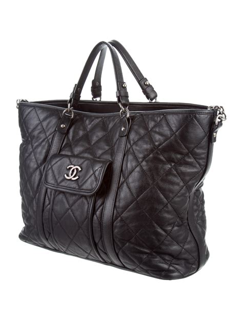 black tote bag chanel|large zipped shopping bag chanel.